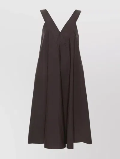 P.a.r.o.s.h V-neck Cotton Dress Rear Straps Detailing In Testa Di Moro