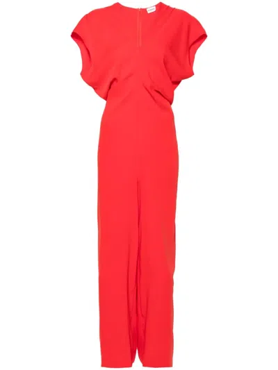 P.a.r.o.s.h V-neck Crepe Jumpsuit In Red