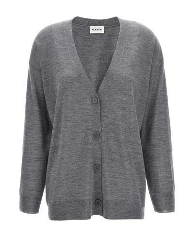 P.a.r.o.s.h V-neck Fine-knit Cardigan In Gray