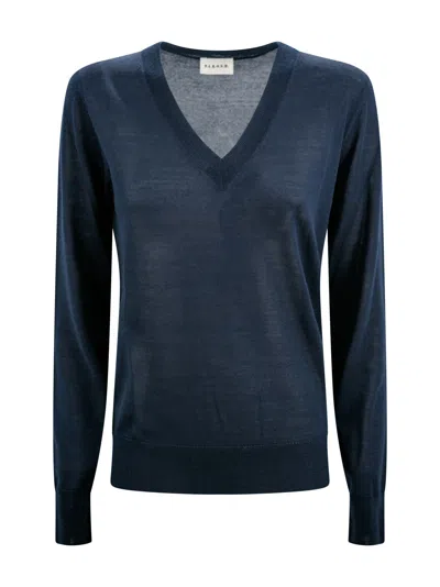 P.a.r.o.s.h V-neck Fine-knit Jumper In Blue