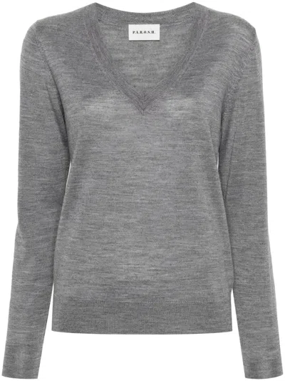 P.a.r.o.s.h V-neck Fine-knit Jumper In Grau