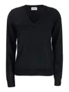 P.a.r.o.s.h . V-neck Knit Sweatshirt In Luxurious Wool-silk-cashmere Blend In Black