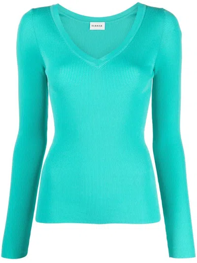 P.a.r.o.s.h V-neck Knitted Top In Blue