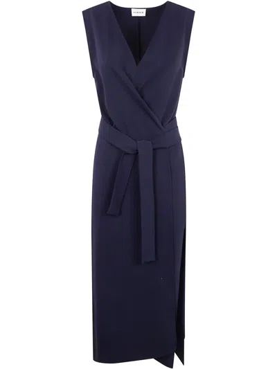 P.a.r.o.s.h V-neck Midi Dress In Blue