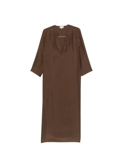 P.a.r.o.s.h V-neck Midi Dress In Brown
