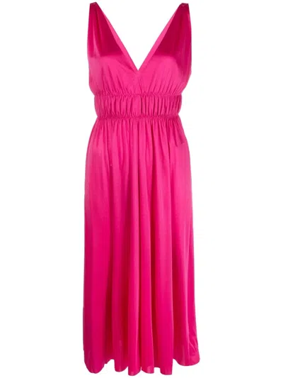 P.a.r.o.s.h V-neck Pleated Dress In Rosa