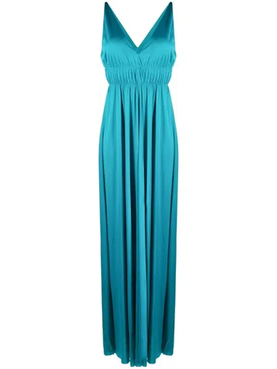 P.a.r.o.s.h . V-neck Sleeveless Maxi Dress In Blue