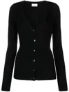 P.a.r.o.s.h V-neck Ribbed Cardigan In Black