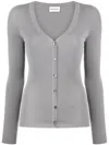P.a.r.o.s.h Ribbed Knit V-neck Cardigan In Grey