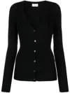 P.a.r.o.s.h Parosh Ribbed Knit Sweater With Plunging V-neck And Button Placket In Black