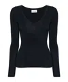 P.a.r.o.s.h Parosh Leila Knitted V-neck Long-sleeve Top In Black