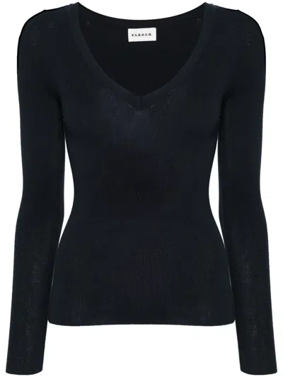P.a.r.o.s.h V-neck Ribbed-knit Top In Blue