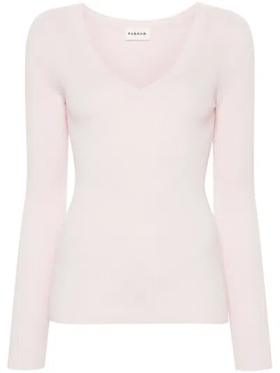 P.a.r.o.s.h . V-neck Ribbed-knit Top In Pink