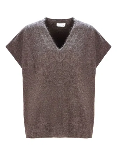P.a.r.o.s.h V-neck Ribbed Sweater In Brown