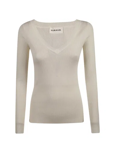 P.a.r.o.s.h V-neck Ribbed Sweater In Neutral