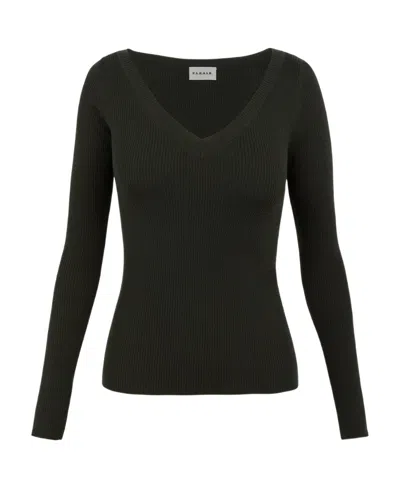 P.a.r.o.s.h V-neck Ribbed Wool Jumper In Black
