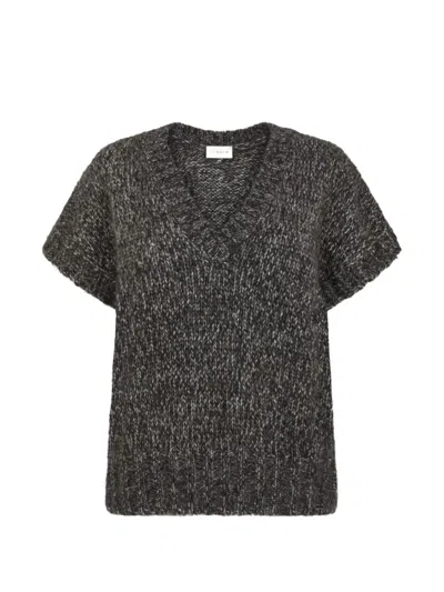 P.a.r.o.s.h V-neck Short Sleeve Top In Gray