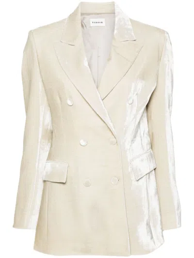 P.a.r.o.s.h Velvet Double-breasted Blazer In Neutrals