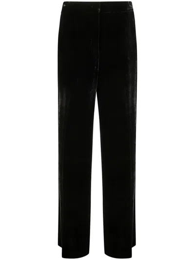 P.A.R.O.S.H VELVET-FINISH STRAIGHT TROUSERS