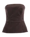 P.a.r.o.s.h Velvet Peplum Top In Brown