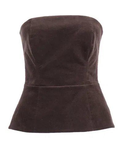 P.a.r.o.s.h Velvet Peplum Top In Brown