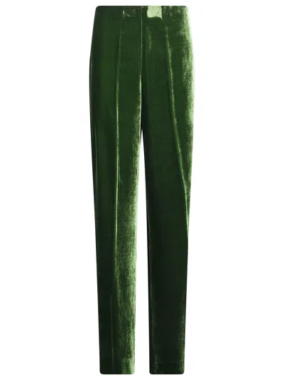 P.a.r.o.s.h Parosh Velvet Viscose Silk Pants For Women In Green
