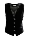 P.a.r.o.s.h Velvet V-neck Sleeveless Vest With Back Strap In Black