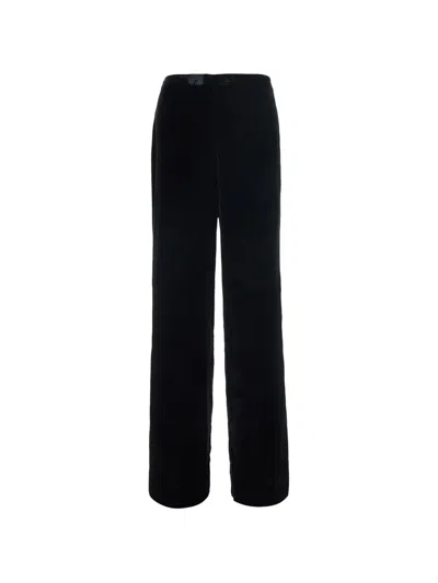 P.a.r.o.s.h Velvet Wide-leg Trousers In Black