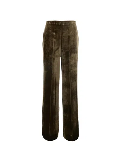 P.a.r.o.s.h Velvet-effect Straight-leg Trousers In Green