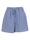 P.a.r.o.s.h Cotton Shorts Elastic Waistband Vertical Stripes In Blue