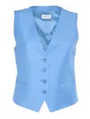 P.a.r.o.s.h Tailored Blue Gilet With Deep V-neckline In Blue