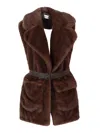 P.a.r.o.s.h Sleeveless Vest With Plush Fur Exterior In Brown