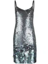 P.a.r.o.s.h Mini Grey Dress With All-over Multicolor Sequins