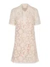 P.a.r.o.s.h Guipure Lace Mini Shirt Dress In White
