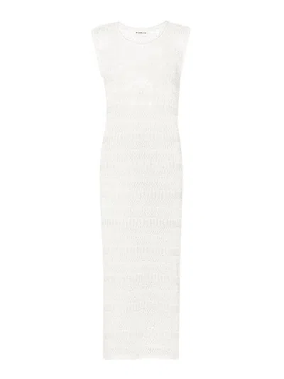 P.a.r.o.s.h Long Cotton Net Dress In White