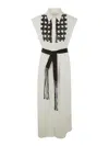 P.a.r.o.s.h Long Chemisier With Sequined Plastron In White