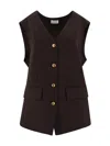 P.a.r.o.s.h Virgin Wool Vest With Gold Button In Brown