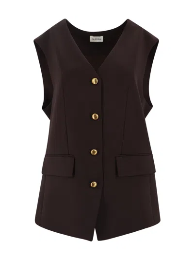P.a.r.o.s.h Virgin Wool Vest With Gold Button In Brown
