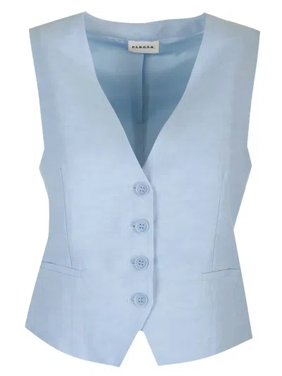 P.a.r.o.s.h Viscose And Linen Waistcoat In Blue