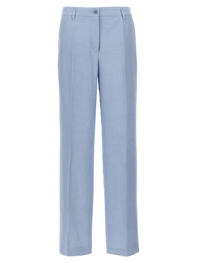 P.a.r.o.s.h . Viscose Linen Blend Trousers In Blue