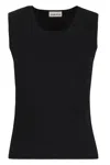 P.a.r.o.s.h Parosh Sleeveless Knitted Top With Crew Neck And Contoured Fit In Blue