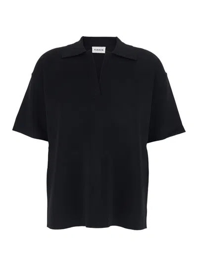 P.a.r.o.s.h . Viscose-blend V-neck Polo Shirt In Black
