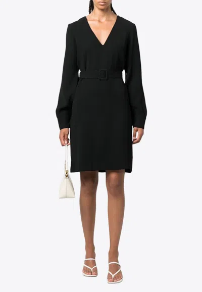 P.a.r.o.s.h V-neck Belted Mini Dress In Black