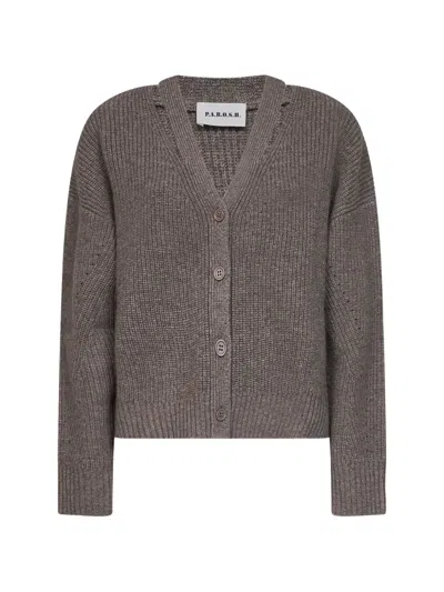 P.a.r.o.s.h V-neck Chunky-knit Cardigan In Brown