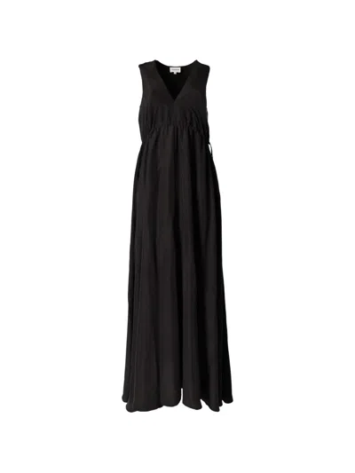 P.a.r.o.s.h V-neck Drawstring-waist Maxi Dress In Black