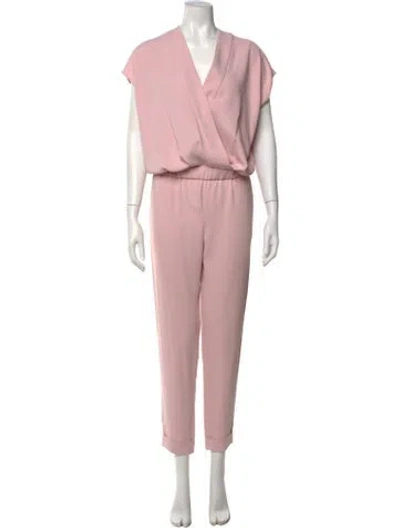 Pre-owned P.a.r.o.s.h V-neck Jumpsuit In Pink