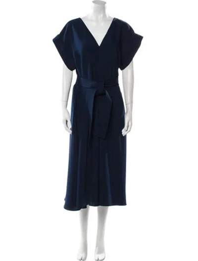 Pre-owned P.a.r.o.s.h V-neck Long Dress In Blue