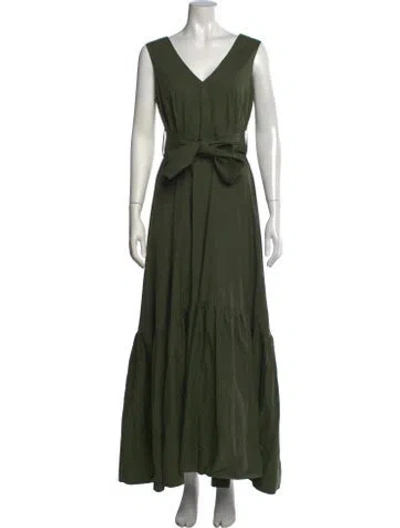 Pre-owned P.a.r.o.s.h V-neck Long Dress In Green