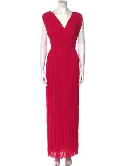 Pre-owned P.a.r.o.s.h V-neck Long Dress In Pink