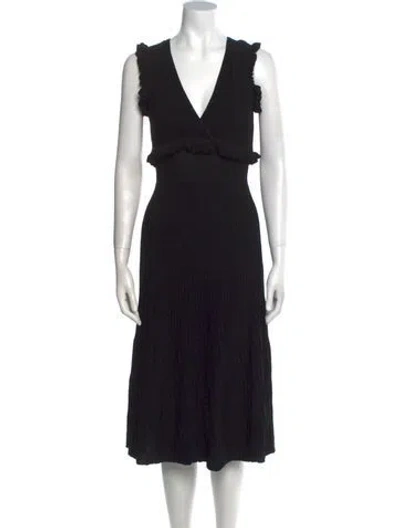 Pre-owned P.a.r.o.s.h V-neck Midi Length Dress In Black